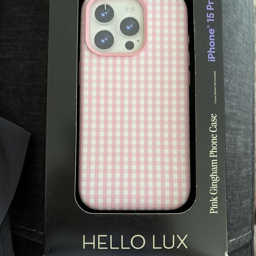 HELLO LUX IPHONE 15 Pro CASE - Pink White Gingham